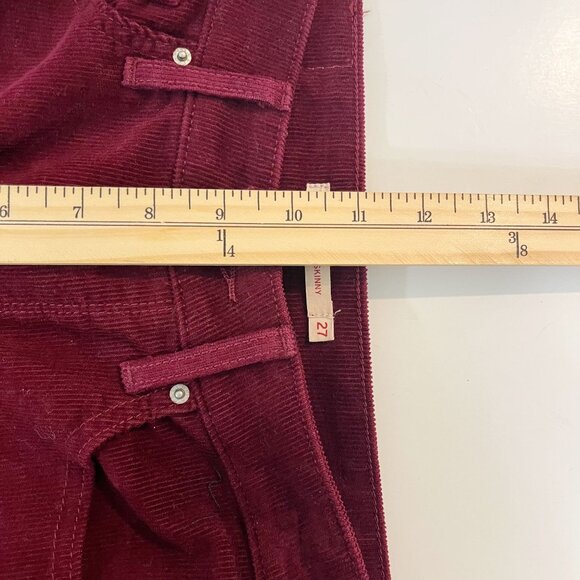 Levis 721 High Rise Skinny Red Corduroy Pants - Women's Size 27 - Picture 6 of 7